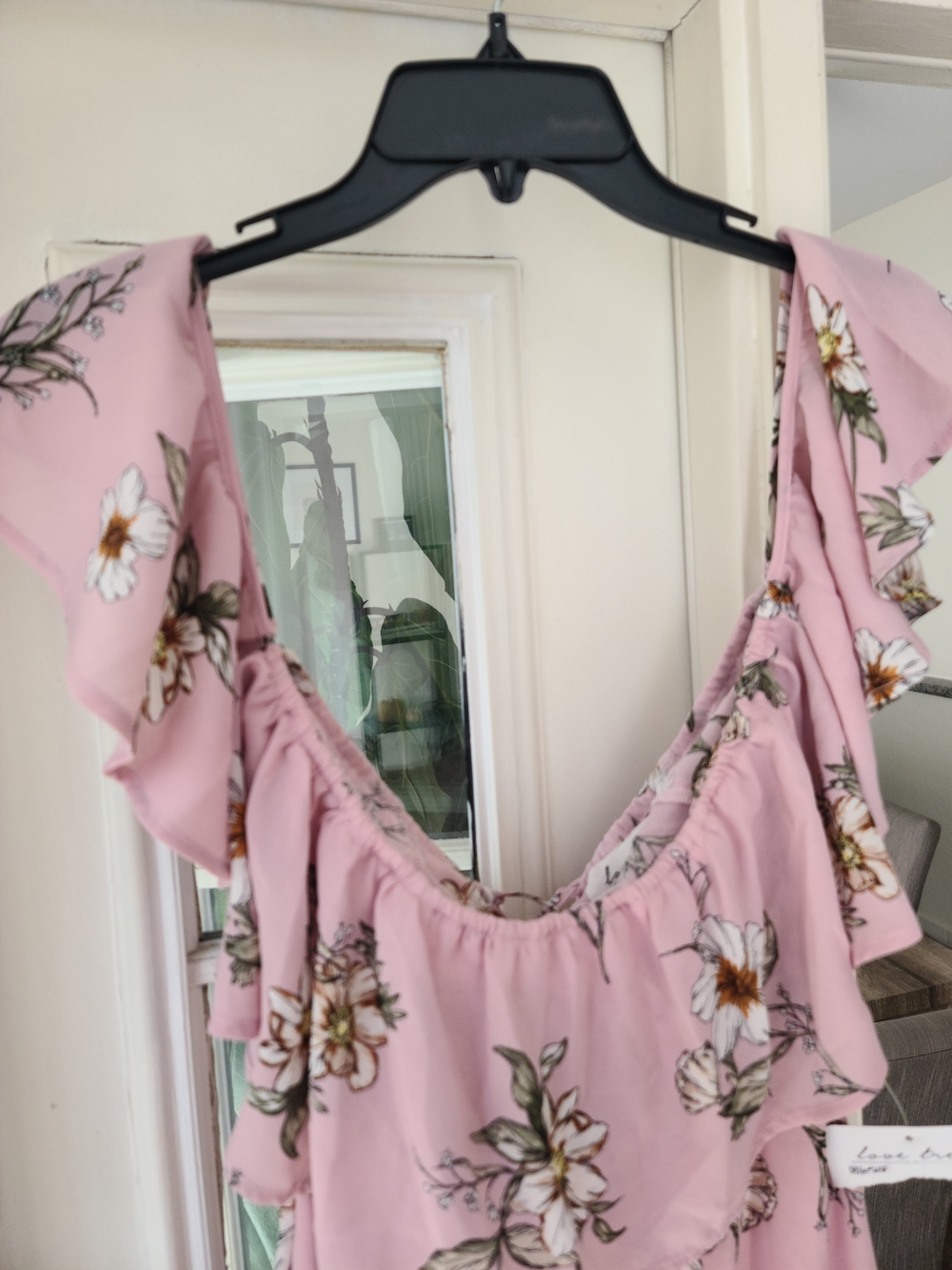 Love Tree Pink Floral Ruffle Romper - Picture 2 of 5